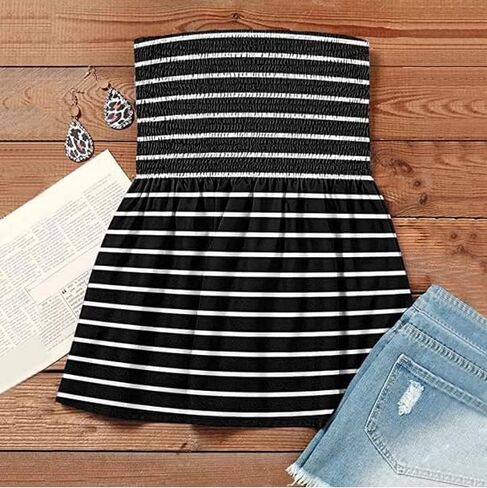MHTOR العلم الأمريكي Smocked حمالة العصابة تانك المرأة 4th من يوليو بلا أكمام عادية مطوي Flowy المحاصيل تونك البلوزات in Kuwait
