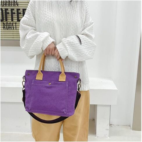 Tote Bag Women Canvas Small Satchel Bag Handbag Stylish Lady Tote Handbag Fashion Crossbody Bag Casual Handbag in Kuwait