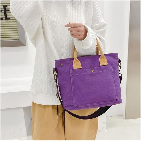 Tote Bag Women Canvas Small Satchel Bag Handbag Stylish Lady Tote Handbag Fashion Crossbody Bag Casual Handbag in Kuwait