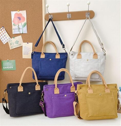 Tote Bag Women Canvas Small Satchel Bag Handbag Stylish Lady Tote Handbag Fashion Crossbody Bag Casual Handbag in Kuwait