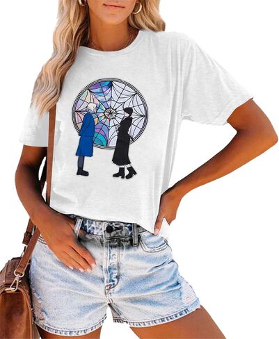 Wednesday Addams Shirt Halloween Shirts for Women Funny Wednesday Party Outfit Casual Graphic Tee Tops in Saudi Arabia