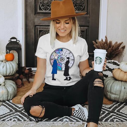 Wednesday Addams Shirt Halloween Shirts for Women Funny Wednesday Party Outfit Casual Graphic Tee Tops in Saudi Arabia
