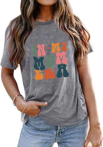 تي شيرت ماما للسيدات في عصر أمي تي شيرت مضحك Mom Life كاجوال بأكمام قصيرة تي شيرت in Kuwait