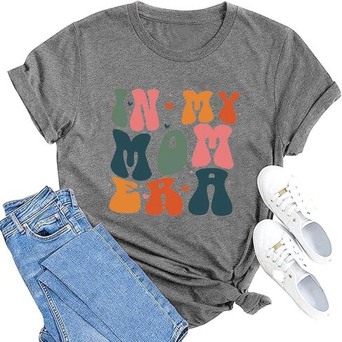 تي شيرت ماما للسيدات في عصر أمي تي شيرت مضحك Mom Life كاجوال بأكمام قصيرة تي شيرت in Kuwait