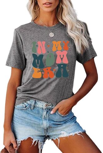 تي شيرت ماما للسيدات في عصر أمي تي شيرت مضحك Mom Life كاجوال بأكمام قصيرة تي شيرت in Kuwait