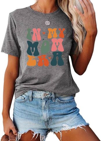 تي شيرت ماما للسيدات في عصر أمي تي شيرت مضحك Mom Life كاجوال بأكمام قصيرة تي شيرت in Kuwait