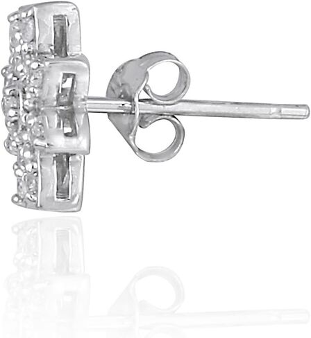 Sterling Silver Cubic Zirconia Flower Stud Earrings in Saudi Arabia