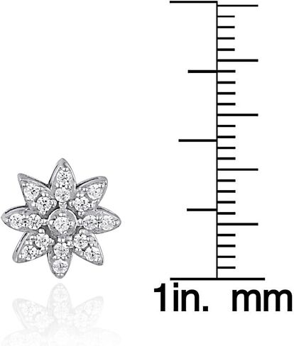 Sterling Silver Cubic Zirconia Flower Stud Earrings in Saudi Arabia