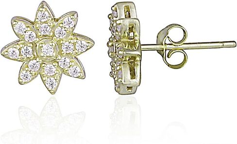 Sterling Silver Cubic Zirconia Flower Stud Earrings in Saudi Arabia