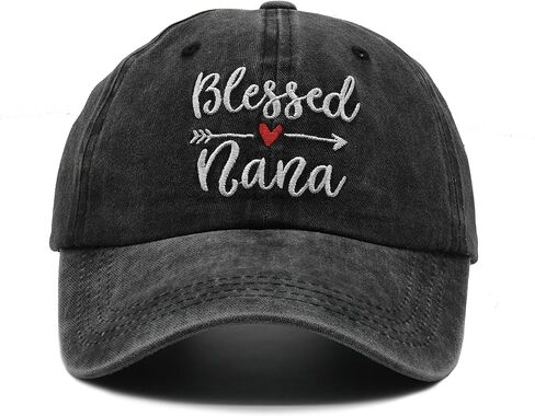 قبعة بيسبول للسيدات من Waldeal Blessed Nana مطرزة على شكل ذيل حصان قابلة للتعديل، باللون الأسود in Kuwait