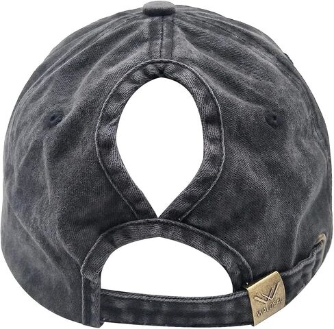 قبعة بيسبول للسيدات من Waldeal Blessed Nana مطرزة على شكل ذيل حصان قابلة للتعديل، باللون الأسود in Kuwait