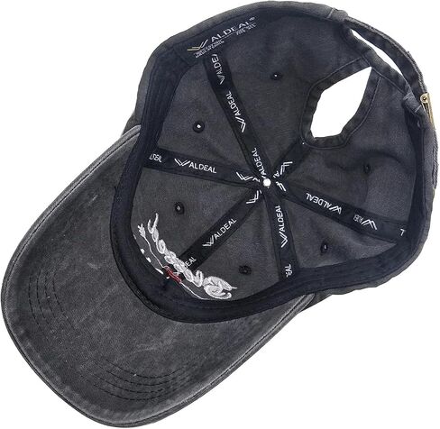 قبعة بيسبول للسيدات من Waldeal Blessed Nana مطرزة على شكل ذيل حصان قابلة للتعديل، باللون الأسود in Kuwait