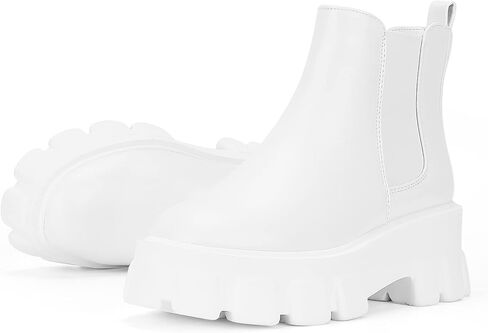 أحذية تشيلسي النسائية، كعب مكتنز ونعل مكتنز مع أحذية مرنة للكاحل in Kuwait