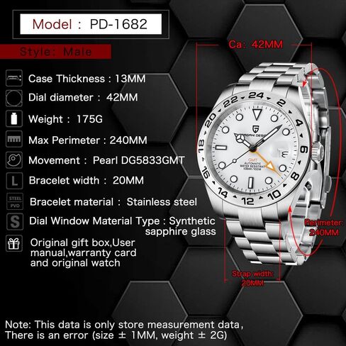Pagani Design Watches Men GMT Automatic Self-Winding Mechanical Analog Sapphire Sports Waterproof Luminous Wrist Watch in Saudi Arabia
