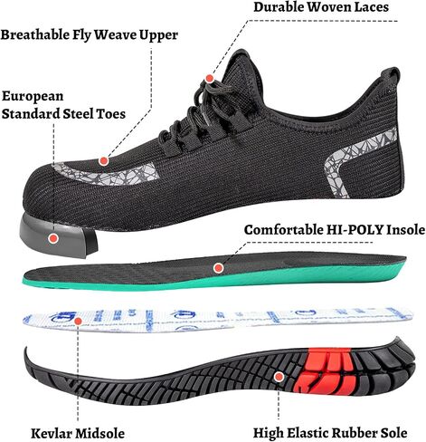 SHAMTCH Steel Toe Shoes for Men Women Indestructible Lightweight Comfortable Safety Shoes Slip Resistant Puncture Proof Breathable Work Sneakers in Saudi Arabia