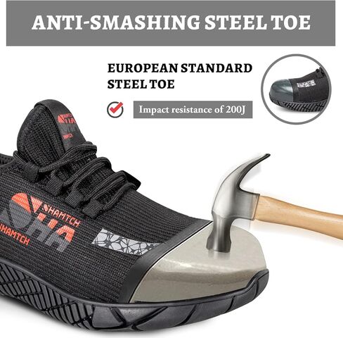 SHAMTCH Steel Toe Shoes for Men Women Indestructible Lightweight Comfortable Safety Shoes Slip Resistant Puncture Proof Breathable Work Sneakers in Saudi Arabia