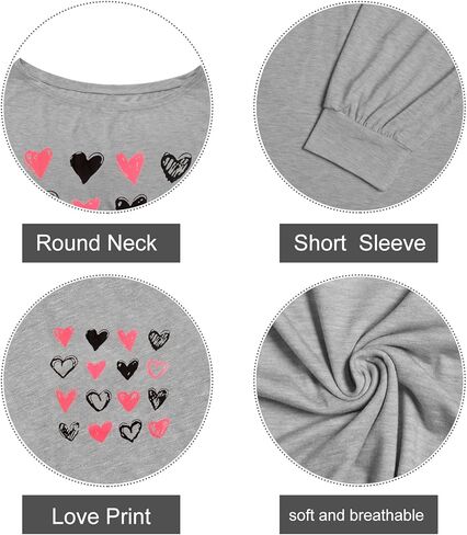 HDLTE قمصان عيد الحب مقاس كبير للنساء تي شيرت بأكمام طويلة ورسومات قلب الحب، مقاس XL-5XL in Kuwait