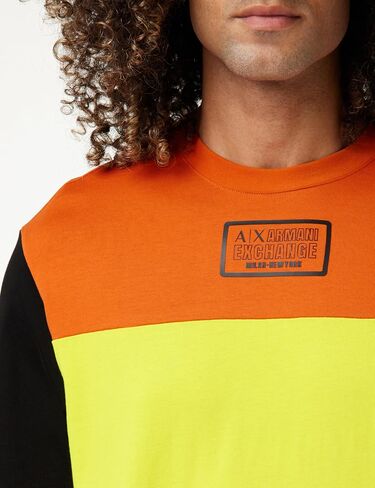 سترة A｜X ARMANI EXCHANGE للرجال كبيرة الحجم من الجيرسي الثقيل تحمل شعار Colorblock in Saudi Arabia