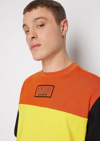 سترة A｜X ARMANI EXCHANGE للرجال كبيرة الحجم من الجيرسي الثقيل تحمل شعار Colorblock in Saudi Arabia