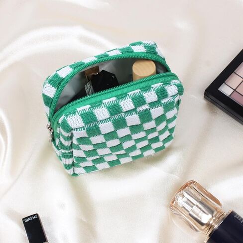حقيبة مكياج مكونة من قطعتين، حقيبة مستحضرات تجميل كبيرة مربعة الشكل، حقيبة سفر لأدوات الزينة، حقيبة مستحضرات تجميل لطيفة، حقيبة مكياج، فرش مكياج، حقيبة تخزين إكسسوارات جمالية للنساء (كبيرة + خضراء صغيرة) in Kuwait
