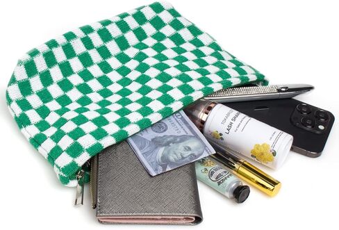 حقيبة مكياج مكونة من قطعتين، حقيبة مستحضرات تجميل كبيرة مربعة الشكل، حقيبة سفر لأدوات الزينة، حقيبة مستحضرات تجميل لطيفة، حقيبة مكياج، فرش مكياج، حقيبة تخزين إكسسوارات جمالية للنساء (كبيرة + خضراء صغيرة) in Kuwait