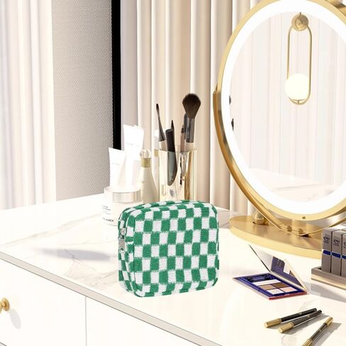 حقيبة مكياج مكونة من قطعتين، حقيبة مستحضرات تجميل كبيرة مربعة الشكل، حقيبة سفر لأدوات الزينة، حقيبة مستحضرات تجميل لطيفة، حقيبة مكياج، فرش مكياج، حقيبة تخزين إكسسوارات جمالية للنساء (كبيرة + خضراء صغيرة) in Kuwait