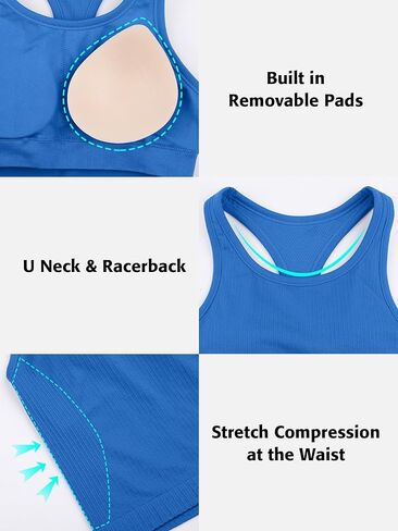 ATTRACO Workout Crop Tops for Women with Built in Bra U Neck Ribbed Seamless Yoga Tank Tight Fit in Saudi Arabia