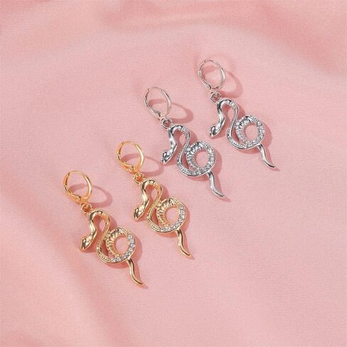 Snake Hoop Earrings for Women Boho Snake Dangle Drop Earrings Punk Animal Serpent Jewelry Personality for Teen Girls in Saudi Arabia