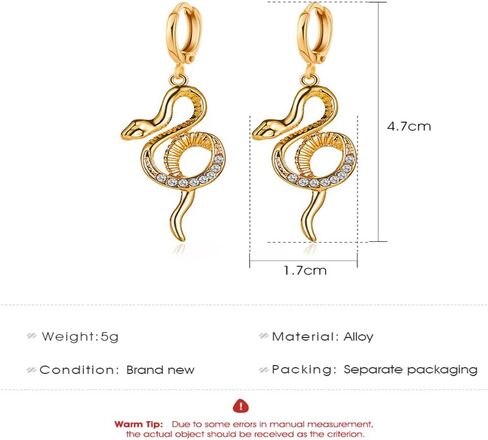 Snake Hoop Earrings for Women Boho Snake Dangle Drop Earrings Punk Animal Serpent Jewelry Personality for Teen Girls in Saudi Arabia