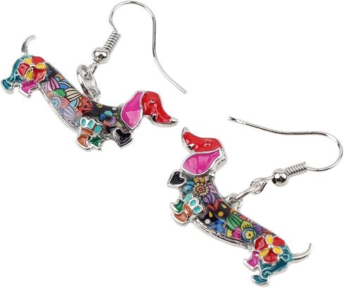 BONSNY Enamel Alloy Dachshund Dog Pets Earrings for Women Kids Jewelry Novelty Funny Charms Original Design in Saudi Arabia