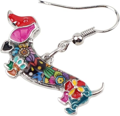 BONSNY Enamel Alloy Dachshund Dog Pets Earrings for Women Kids Jewelry Novelty Funny Charms Original Design in Saudi Arabia
