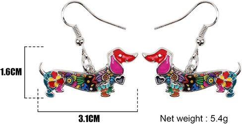 BONSNY Enamel Alloy Dachshund Dog Pets Earrings for Women Kids Jewelry Novelty Funny Charms Original Design in Saudi Arabia