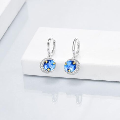 Star Hoop Earrings Moon and Star Earrings for Women Silver Hoop Earrings Jewelry Gifts for Women Girls in Saudi Arabia