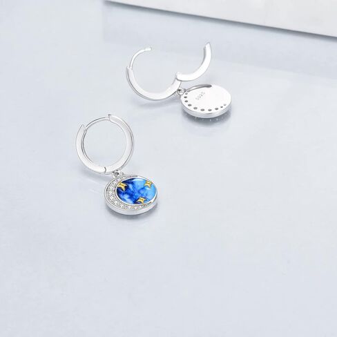 Star Hoop Earrings Moon and Star Earrings for Women Silver Hoop Earrings Jewelry Gifts for Women Girls in Saudi Arabia