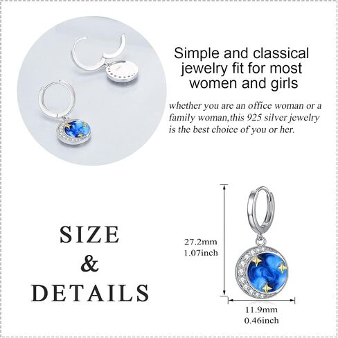 Star Hoop Earrings Moon and Star Earrings for Women Silver Hoop Earrings Jewelry Gifts for Women Girls in Saudi Arabia
