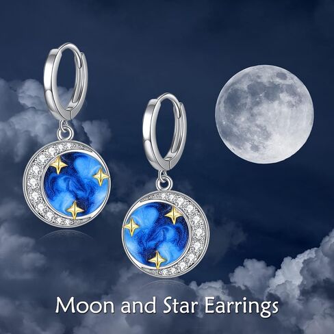 Star Hoop Earrings Moon and Star Earrings for Women Silver Hoop Earrings Jewelry Gifts for Women Girls in Saudi Arabia