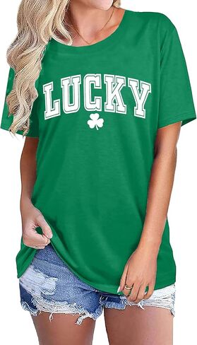 St. Patricks Day Shirts for Women Irish Shamrock Tshirts Graphic Tees Clover Gift Blouse Tops in Saudi Arabia