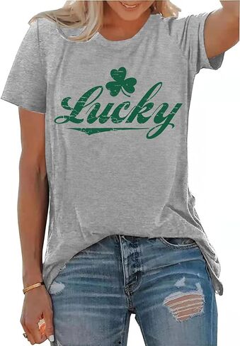 St. Patricks Day Shirts for Women Irish Shamrock Tshirts Graphic Tees Clover Gift Blouse Tops in Saudi Arabia