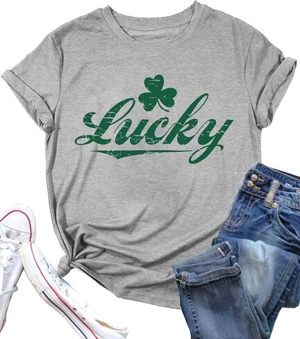 St. Patricks Day Shirts for Women Irish Shamrock Tshirts Graphic Tees Clover Gift Blouse Tops in Saudi Arabia