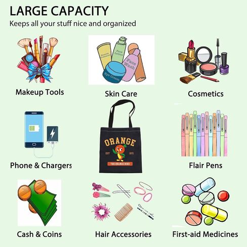 FOTAP Orange Bird Makeup Bag Cartoon Character Lover Gift Orange Bird Est 1971 Zipper Pouch Magic Kingdom makeup bag (ORANGE 1971) in Saudi Arabia