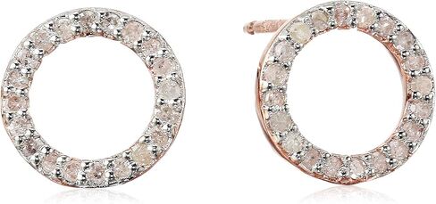 Amazon Collection 1/5th CT TW Diamond Geometric Circle Stud Earrings in Sterling Silver in Kuwait