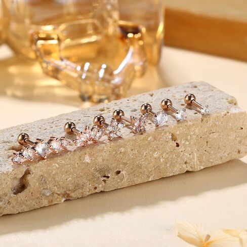 THUNARAZ 23 قطعة من حلق الغضروف للنساء من الفولاذ المقاوم للصدأ أقراط على شكل فراشة ثعبان تشيكوسلوفاكيا وأقراط على شكل أريكة وطوق تراغوس هيليكس مجموعة مجوهرات ثقب 16 جرام in Kuwait