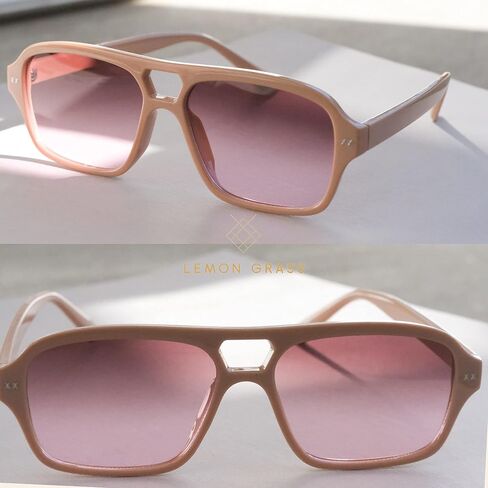 LEMON GRASS 80s Double Bridge Plastic Avaitor Sunglasses for Women in Saudi Arabia