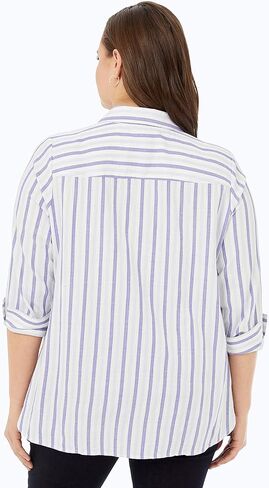 قميص Germaine نسائي من Foxcroft بأكمام 3/4 مخطط ناعم in Kuwait