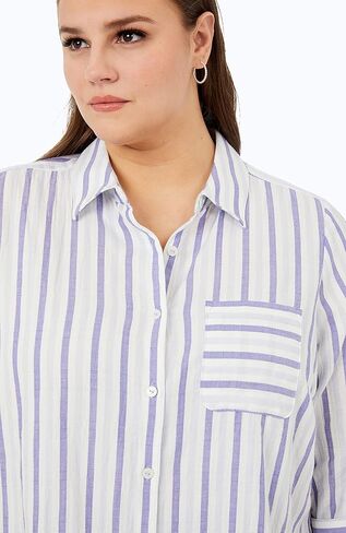 قميص Germaine نسائي من Foxcroft بأكمام 3/4 مخطط ناعم in Kuwait