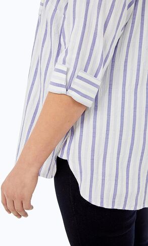 قميص Germaine نسائي من Foxcroft بأكمام 3/4 مخطط ناعم in Kuwait