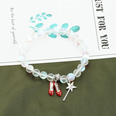 UJIMS Wizard of Dorothy Inspired Gift Ruby Red Slippers Bracelet with Magic Wand Charm Card Movie Fans Gifts for Women in Saudi Arabia