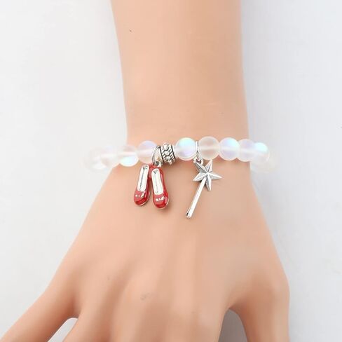 UJIMS Wizard of Dorothy Inspired Gift Ruby Red Slippers Bracelet with Magic Wand Charm Card Movie Fans Gifts for Women in Saudi Arabia