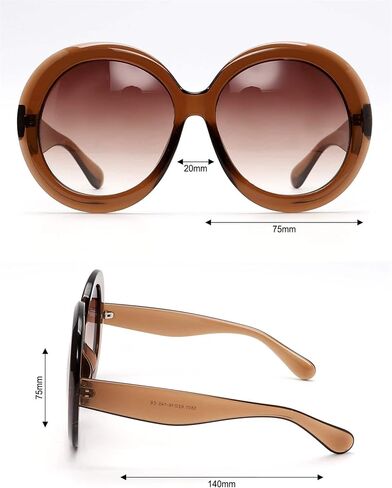 ADE WU نظارات شمسية مستديرة كبيرة الحجم للنساء عتيقة 60s 70s إطار كبير ظلال UV 400 حماية نظارات شمسية عصرية in Kuwait