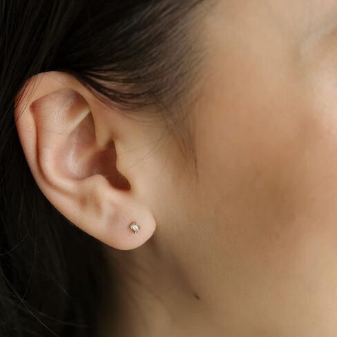 HONEYCAT Tiny Crystal Baguette Stud Earrings in Gold, Rose Gold, or Silver | Minimalist, Delicate Jewelry in Kuwait